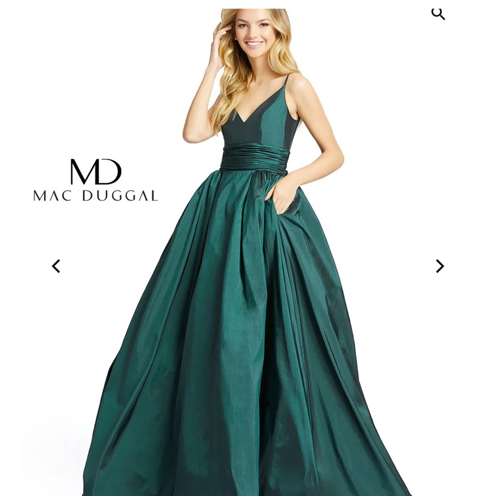 Mac Duggal Teal Satin Ballgown — Size 10 — Excellent Condition — Worn Once